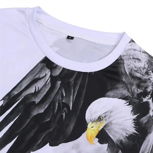Retro Eagle 3D Print Oversized Tee – Street Style