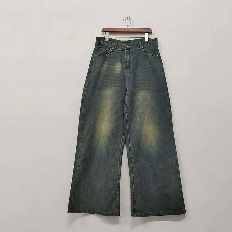IEFB Washed Denim Jeans – Wide Leg Streetwear Style