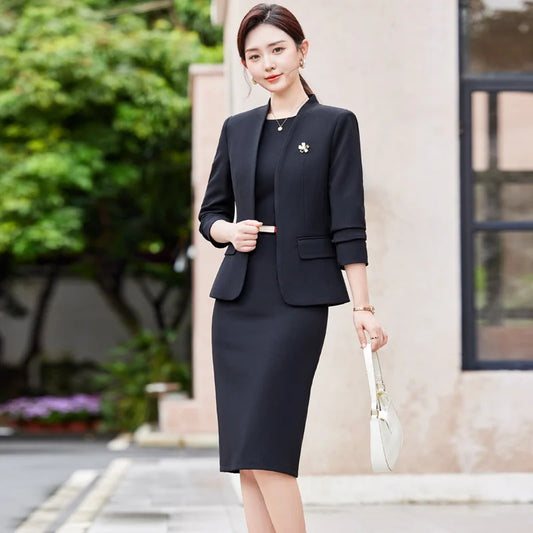 Women’s Dress & Blazer Set – Office Chic Two-Piece