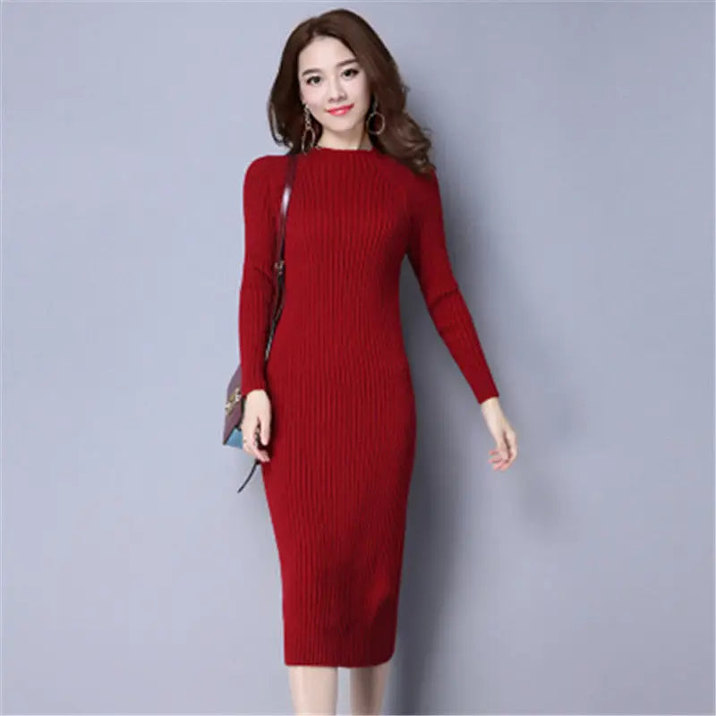 Women’s Knit Bodycon Maxi Dress – Autumn Winter