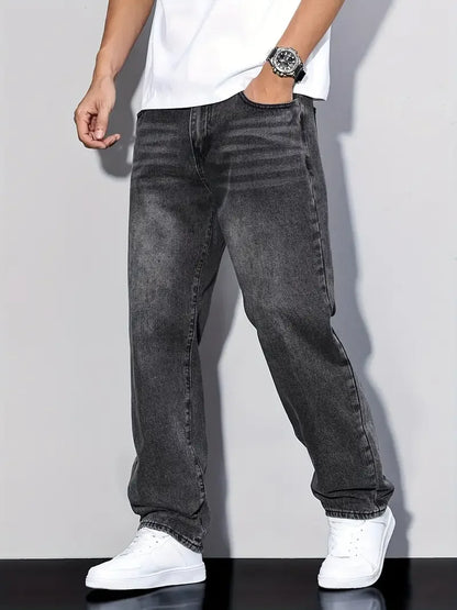 Men’s Classic Straight Jeans – All-Season Regular Fit