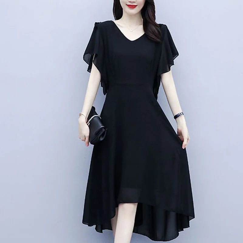 Asymmetrical Ruffle Midi Dress – Elegant Summer Style