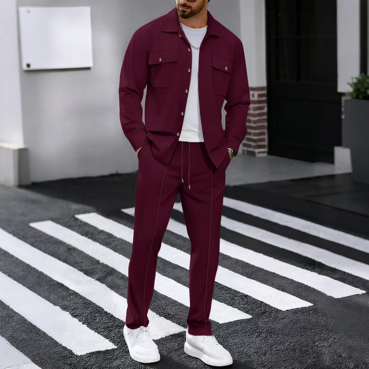 Street Style Two-Piece Suit Set — Casual & Padded
