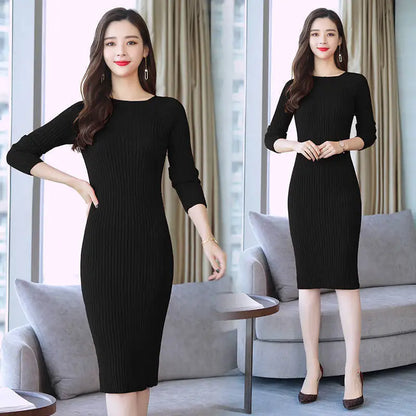 Women’s Knit Bodycon Maxi Dress – Autumn Winter