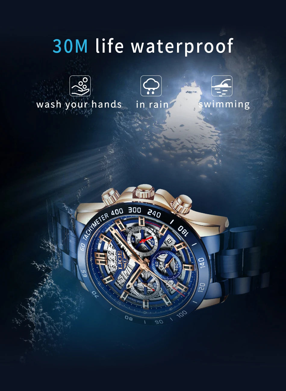 LIGE 2024 Chronograph Watch — Luxury Sport Design