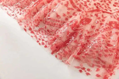 QMQA Sequin V-Neck Evening Dress Elegant Long Sleeve Dress