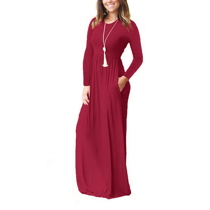 Women’s Long Sleeve Pocket Maxi Dress – Casual Chic