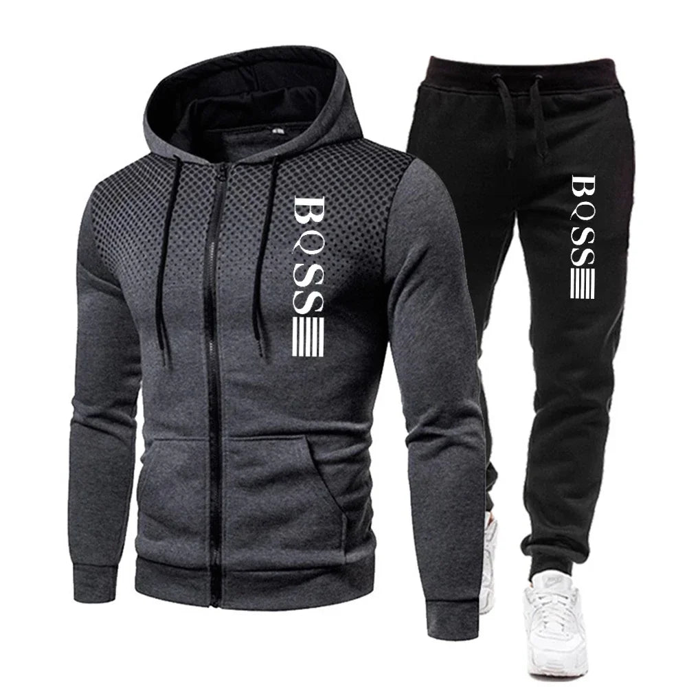 Men’s Hooded Print Tracksuit Set, Men’s Printed Jogging Set