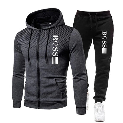 Men’s Hooded Print Tracksuit Set, Men’s Printed Jogging Set