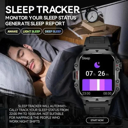 LAXASFIT 2025 Military Smartwatch — Rugged Outdoor Edition