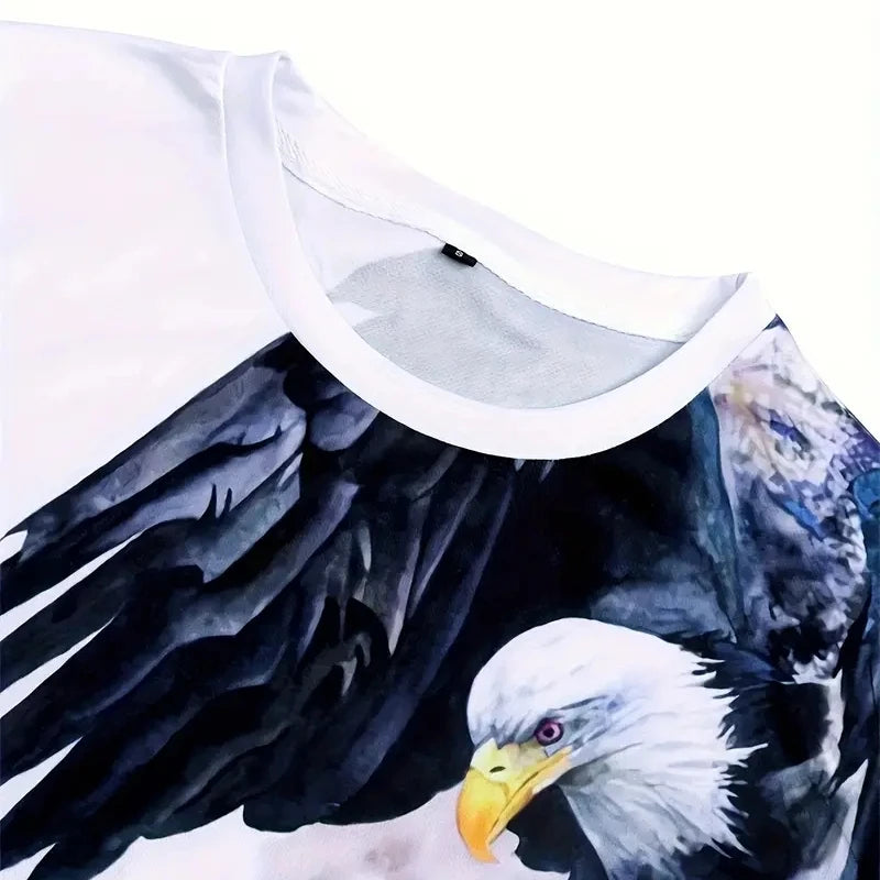 Retro Eagle 3D Print Oversized Tee – Street Style
