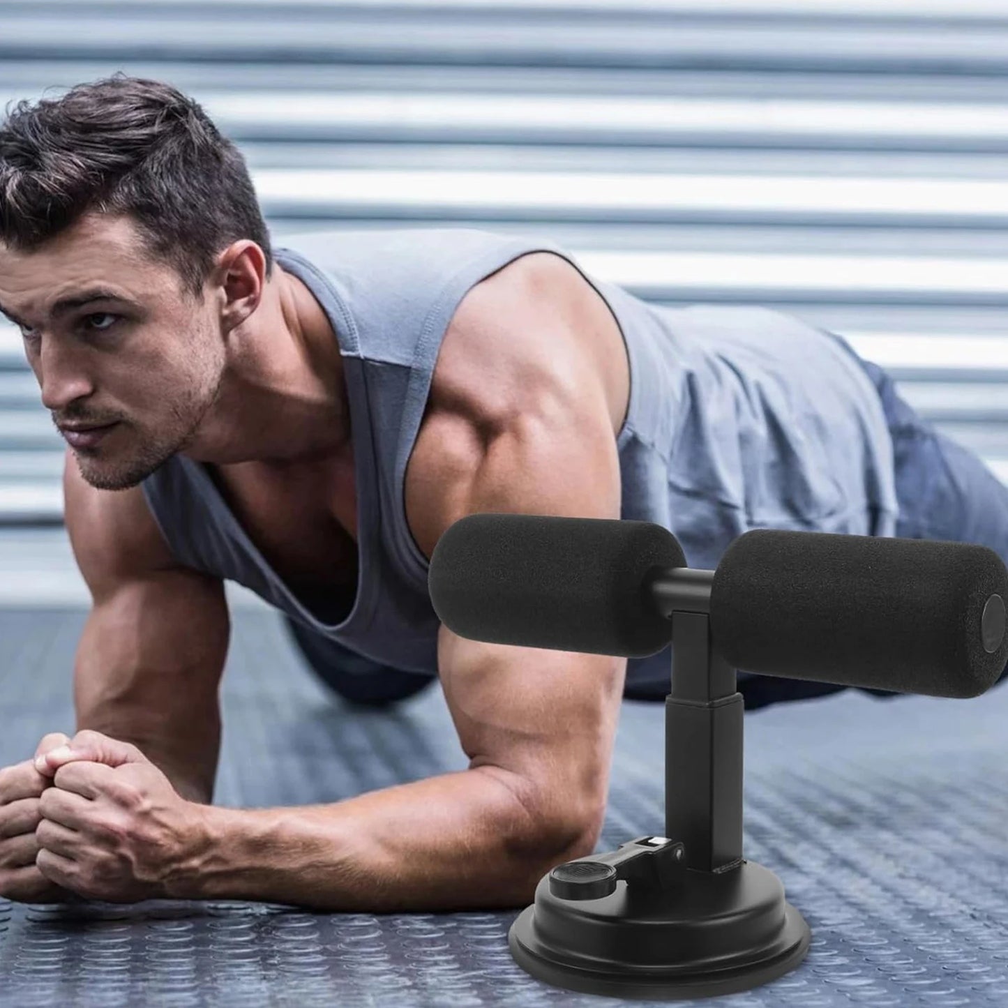 Sit-Up Assist Ab Roller – Suction Cup & Foot Press for Abdominal Slimming and Stability