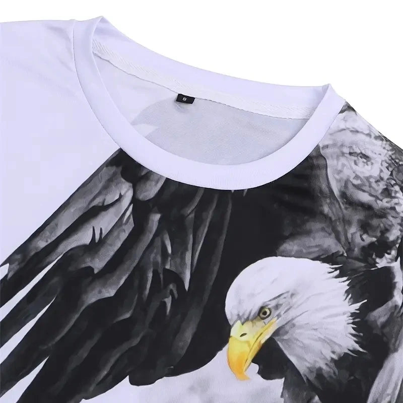 Retro Eagle 3D Print Oversized Tee – Street Style