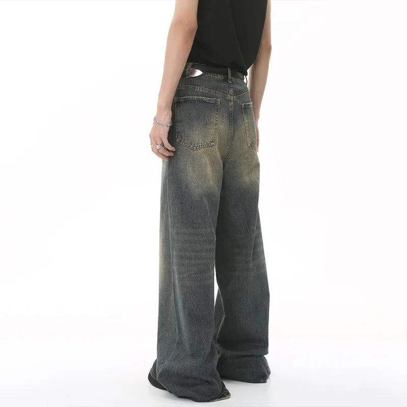 IEFB Washed Denim Jeans – Wide Leg Streetwear Style