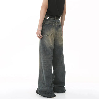 IEFB Washed Denim Jeans – Wide Leg Streetwear Style