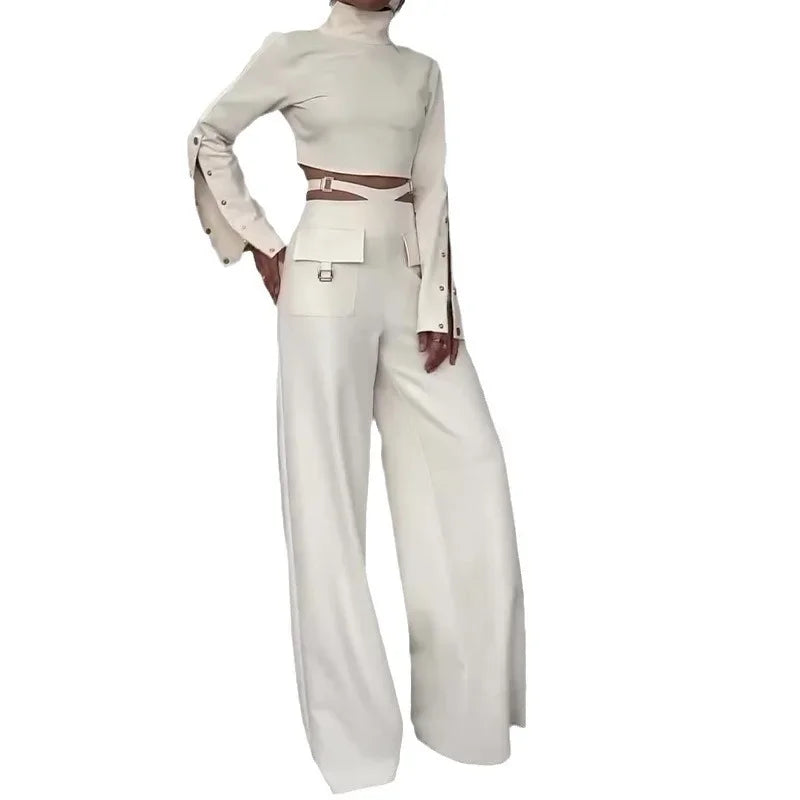 Women’s Turtleneck Pant Set & Wide Leg Long Pants