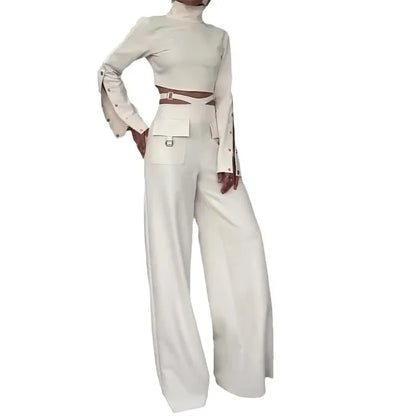 Women’s Turtleneck Pant Set & Wide Leg Long Pants