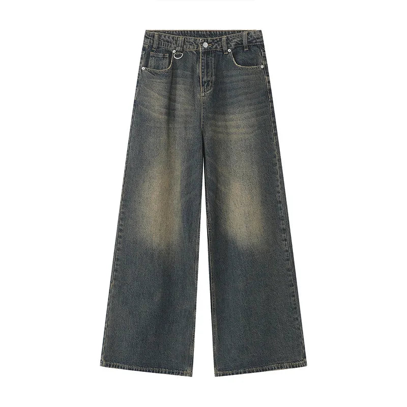 IEFB Washed Denim Jeans – Wide Leg Streetwear Style