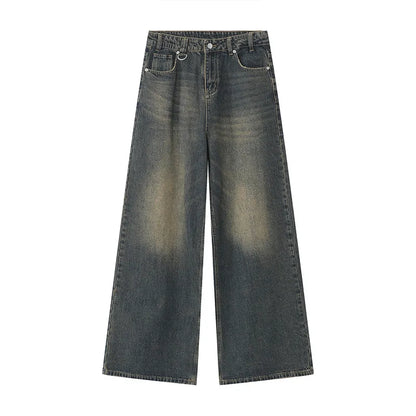 IEFB Washed Denim Jeans – Wide Leg Streetwear Style