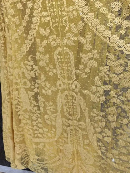 QMQA Sequin V-Neck Evening Dress Elegant Long Sleeve Dress