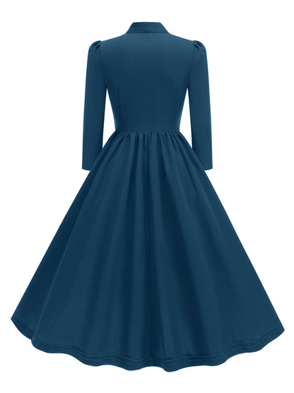Tonval Bow Neck Pleated Dress  Tonval Vintage Swing Dress