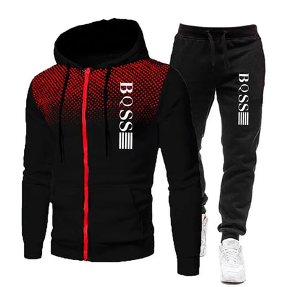 Men’s Hooded Print Tracksuit Set, Men’s Printed Jogging Set