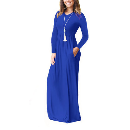 Women’s Long Sleeve Pocket Maxi Dress – Casual Chic