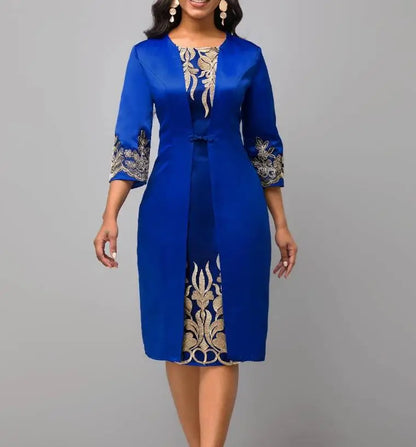 Lace Mesh Party Dress – Formal Three-Quarter Sleeve