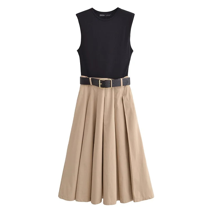 MUJER Knitted Pleated Dress -  MUJER 2025 Summer Midi Dress