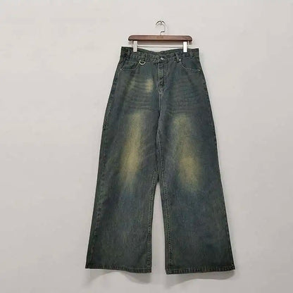 IEFB Washed Denim Jeans – Wide Leg Streetwear Style