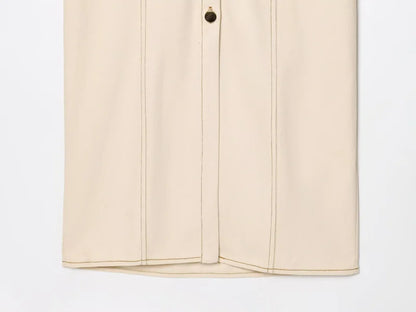 ETJ 2025 Spring Denim Midi Dress – Lapel, Side Zipper, Slim Fit, Elegant