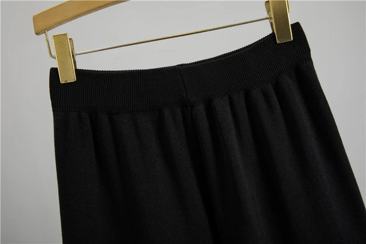 2025 Autumn/Winter Knitted 2-Piece Set – Long Sleeve Cardigan & Wide Leg Pants