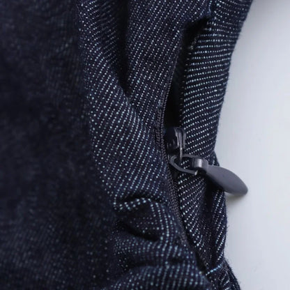 ETJ 2025 Spring Denim Midi Dress – Lapel, Side Zipper, Slim Fit, Elegant