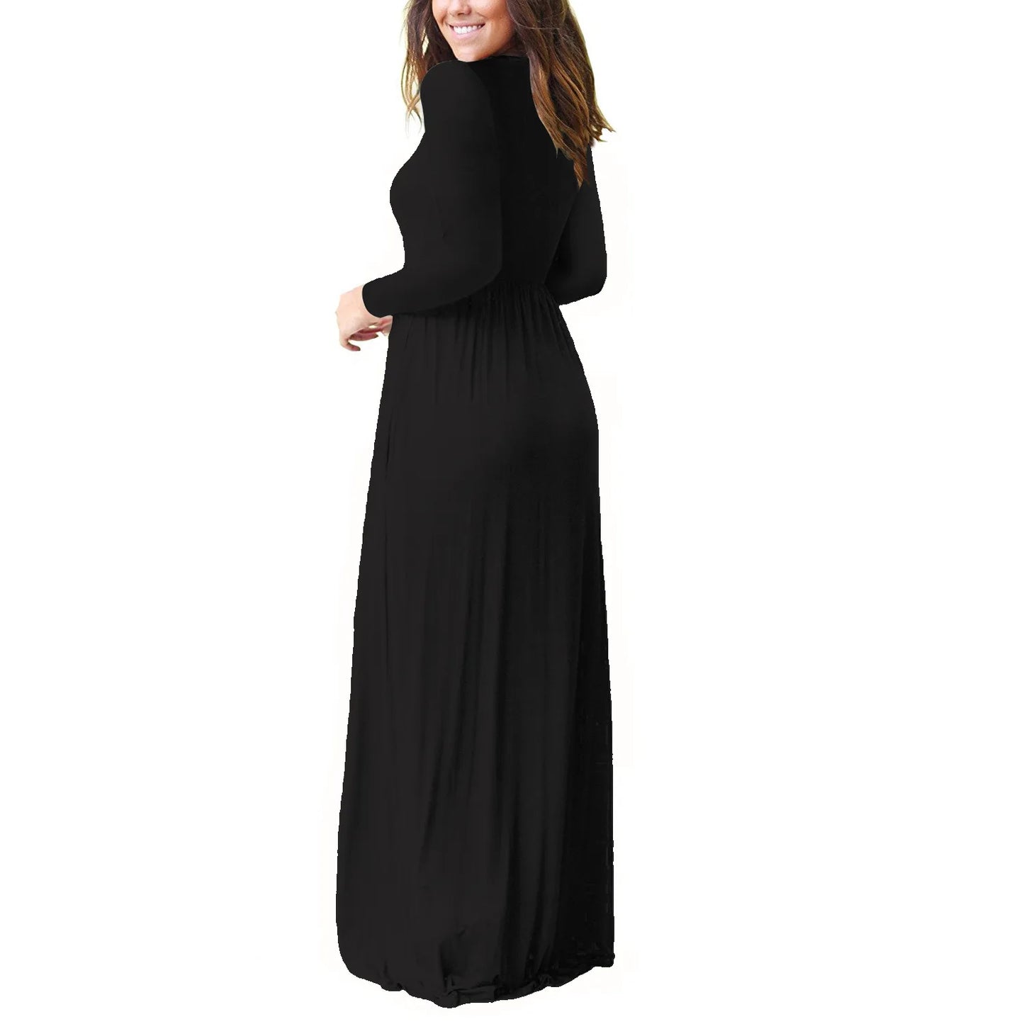 Women’s Long Sleeve Pocket Maxi Dress – Casual Chic