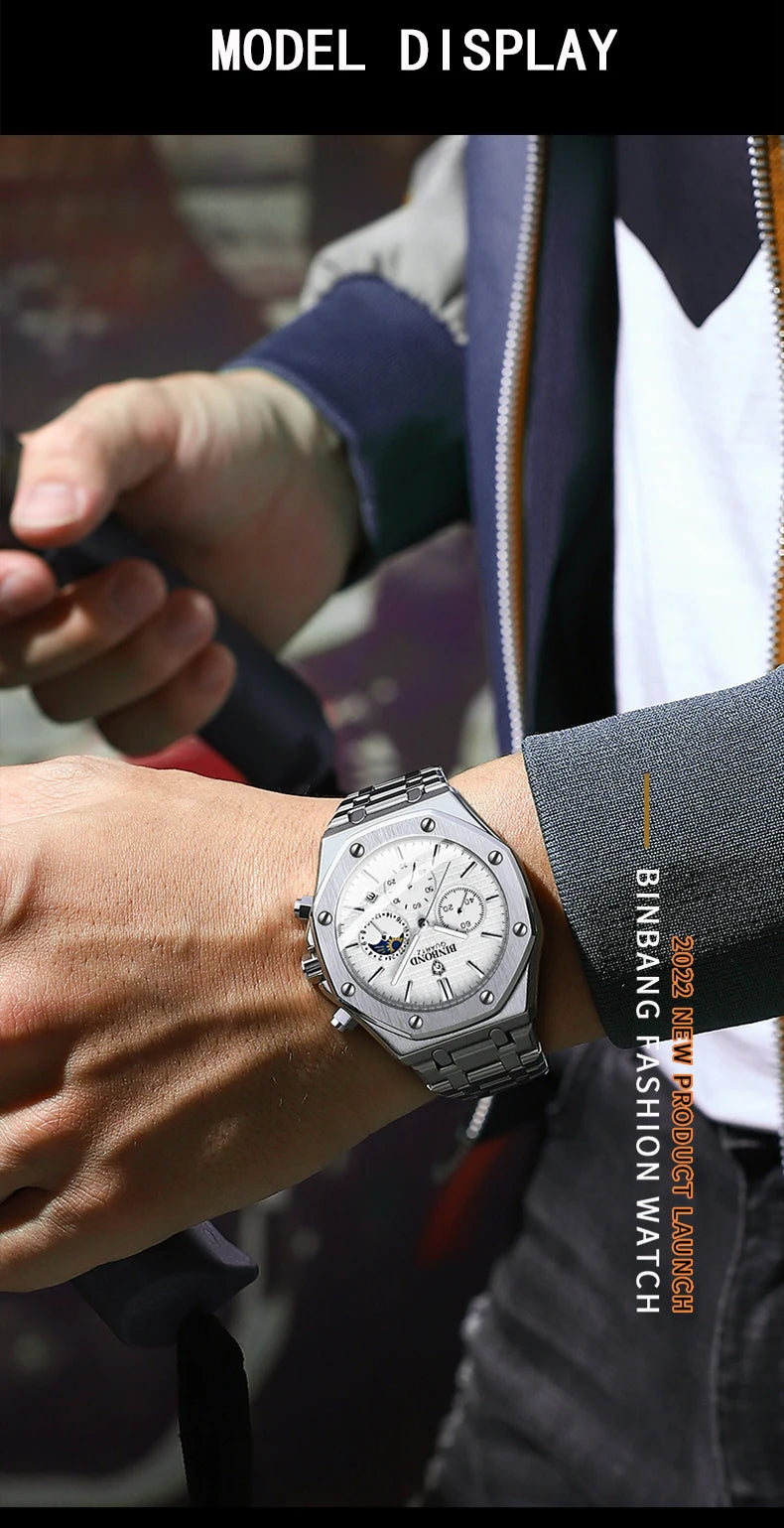 BINBOND Luxury Quartz Watch — Luminous & Waterproof