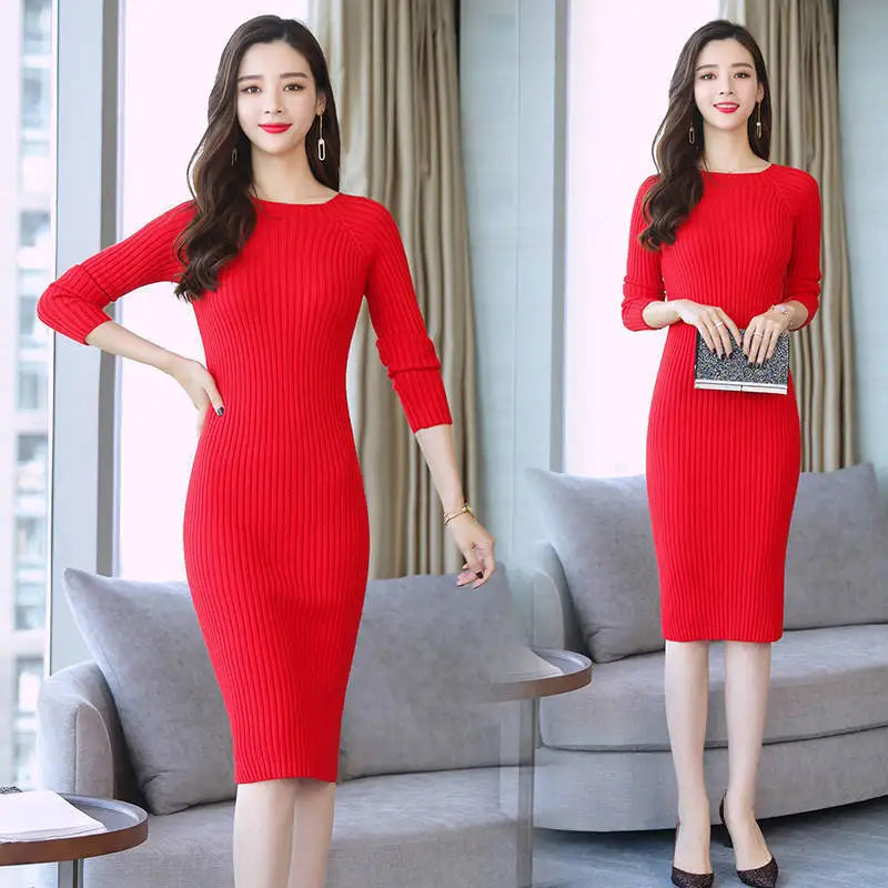 Women’s Knit Bodycon Maxi Dress – Autumn Winter