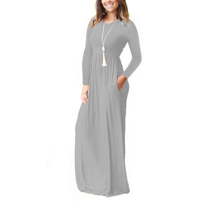 Women’s Long Sleeve Pocket Maxi Dress – Casual Chic