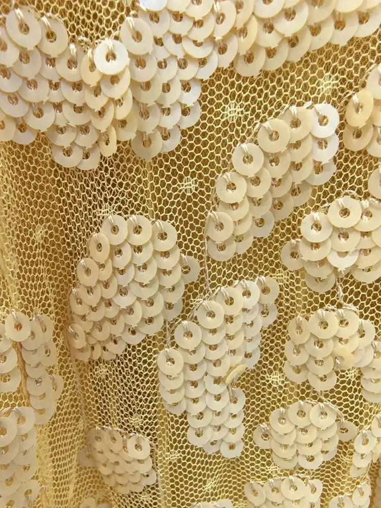 QMQA Sequin V-Neck Evening Dress Elegant Long Sleeve Dress