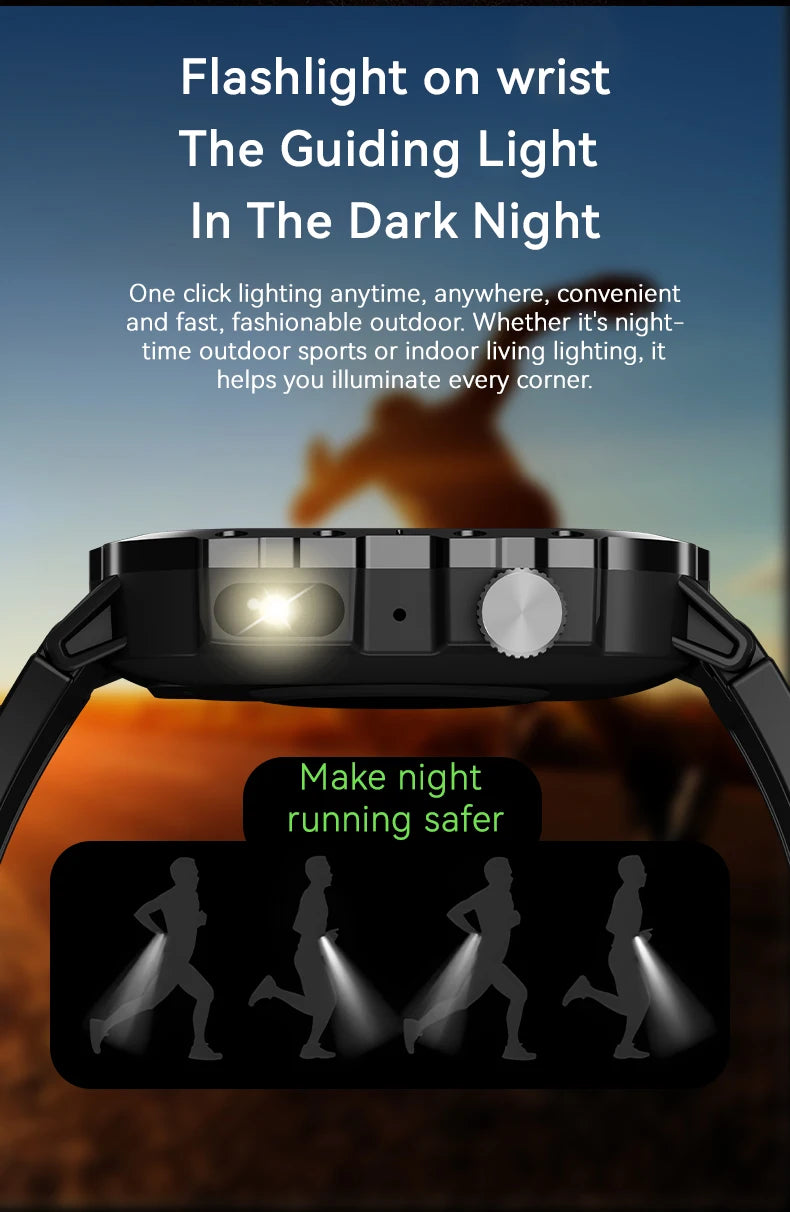 LAXASFIT 2025 Military Smartwatch — Rugged Outdoor Edition