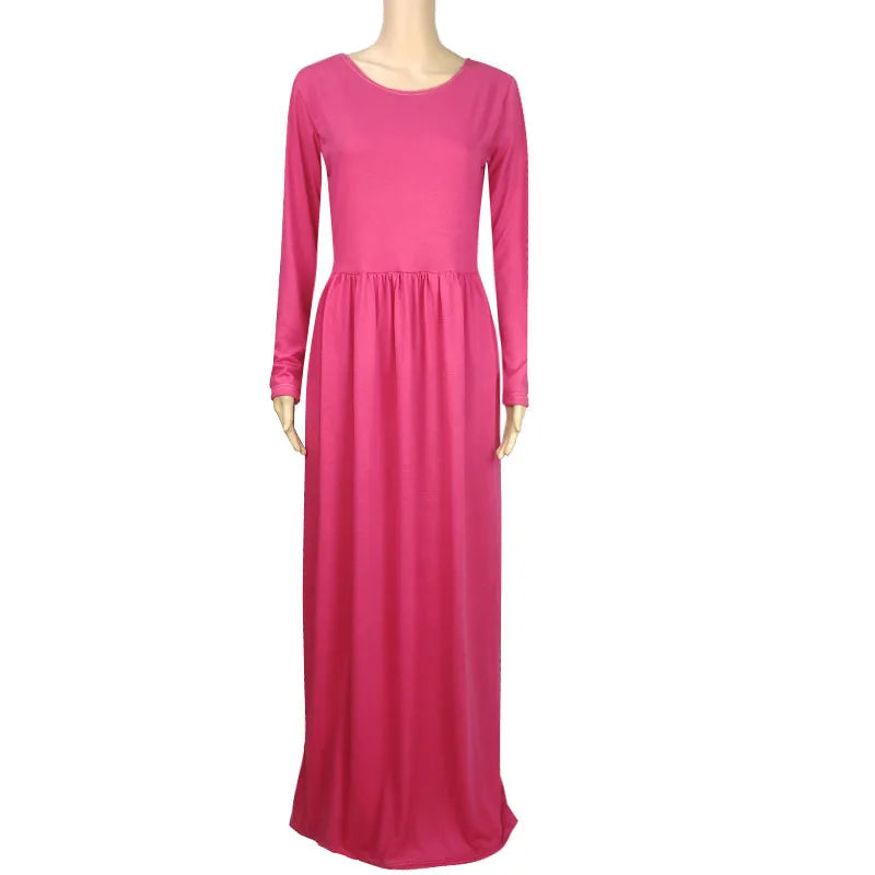 Women’s Long Sleeve Pocket Maxi Dress – Casual Chic