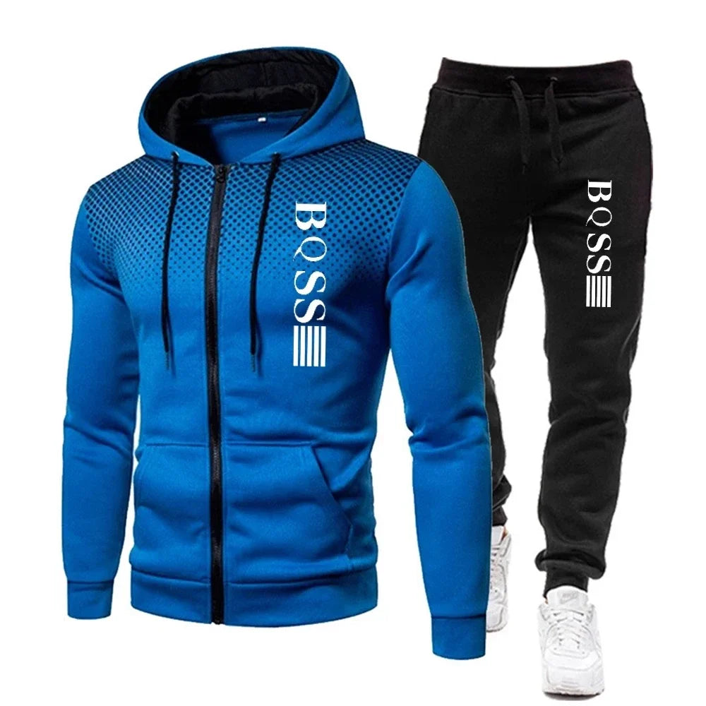 Men’s Hooded Print Tracksuit Set, Men’s Printed Jogging Set