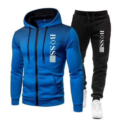 Men’s Hooded Print Tracksuit Set, Men’s Printed Jogging Set