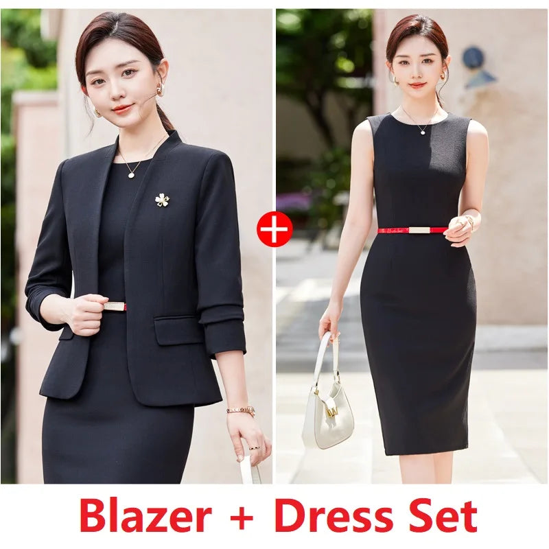 Women’s Dress & Blazer Set – Office Chic Two-Piece