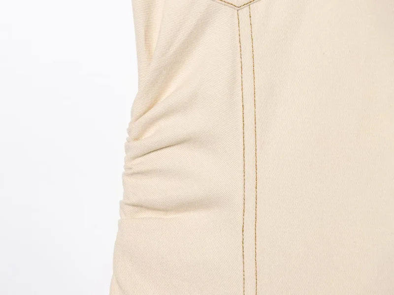 ETJ 2025 Spring Denim Midi Dress – Lapel, Side Zipper, Slim Fit, Elegant