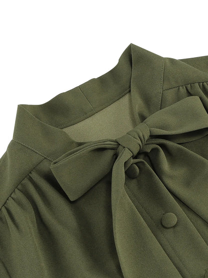 Tonval Bow Neck Pleated Dress  Tonval Vintage Swing Dress