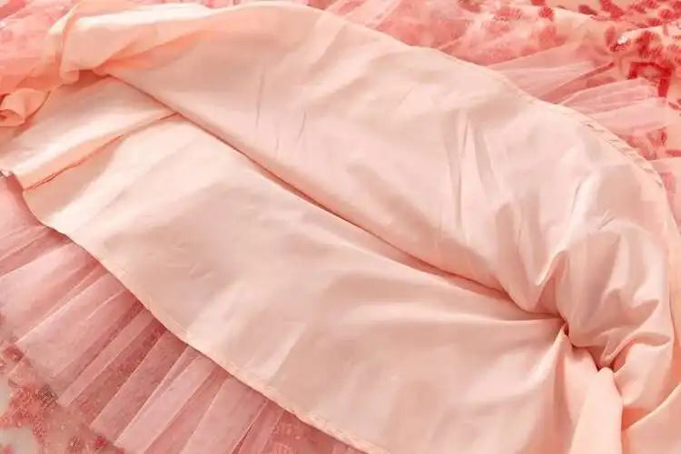 QMQA Sequin V-Neck Evening Dress Elegant Long Sleeve Dress