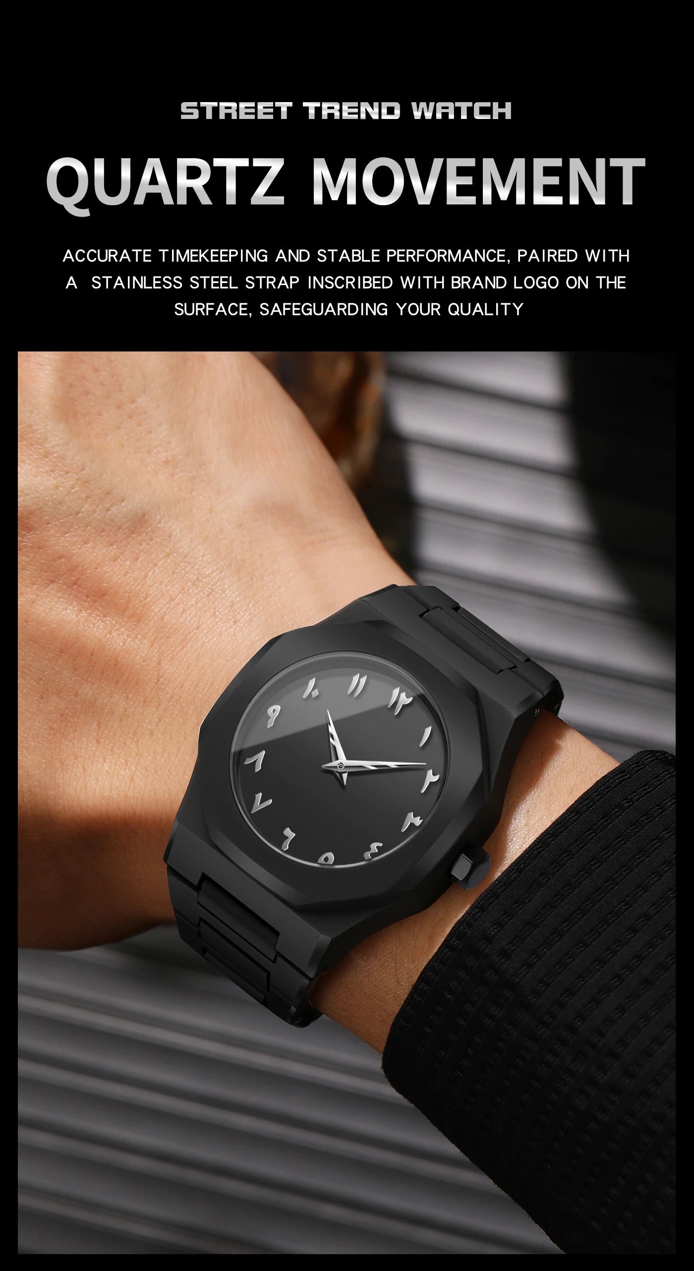 BINBOND Arabic Dial Watch — Minimalist Waterproof Design