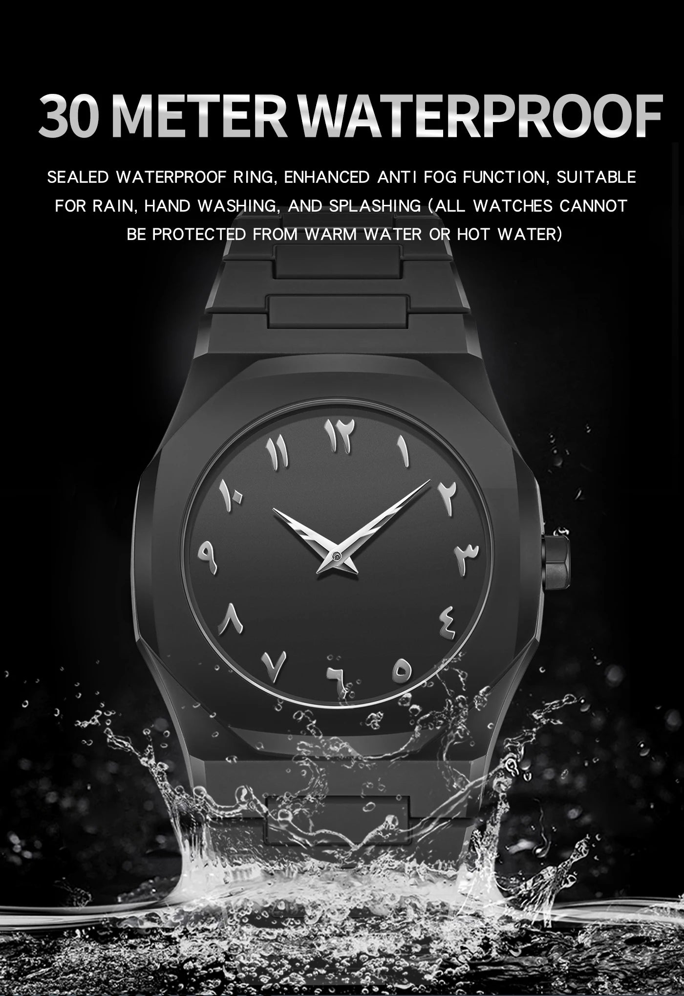 BINBOND Arabic Dial Watch — Minimalist Waterproof Design