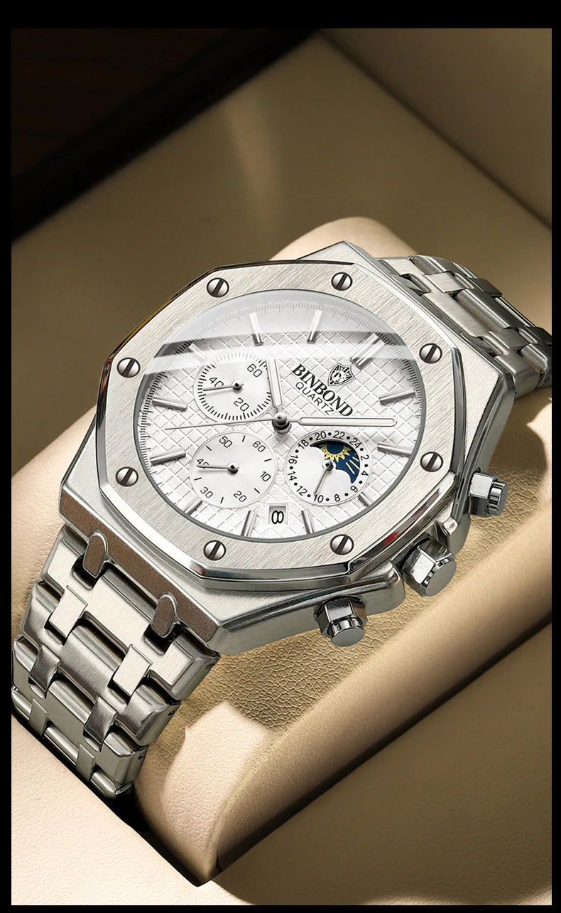 BINBOND Luxury Quartz Watch — Luminous & Waterproof