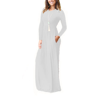 Women’s Long Sleeve Pocket Maxi Dress – Casual Chic